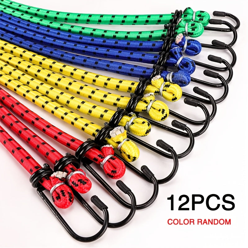 12 random color heavy duty elastic ropes hooks including 8mm