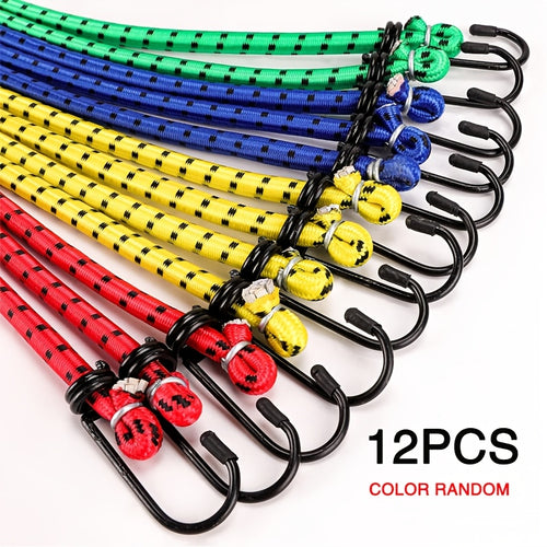 12 random color heavy duty elastic ropes hooks including 8mm