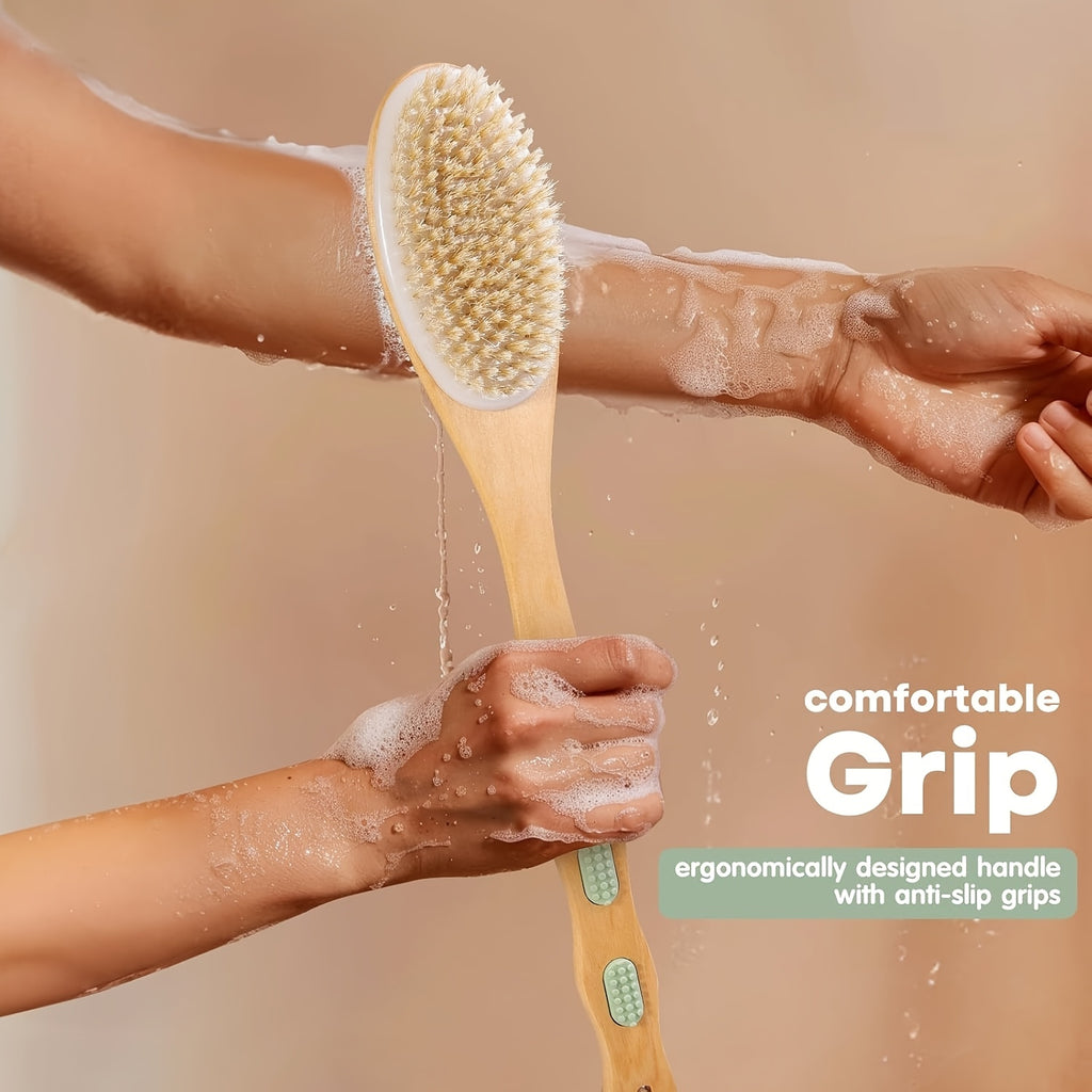 dual sided body brush exfoliating mitt natural