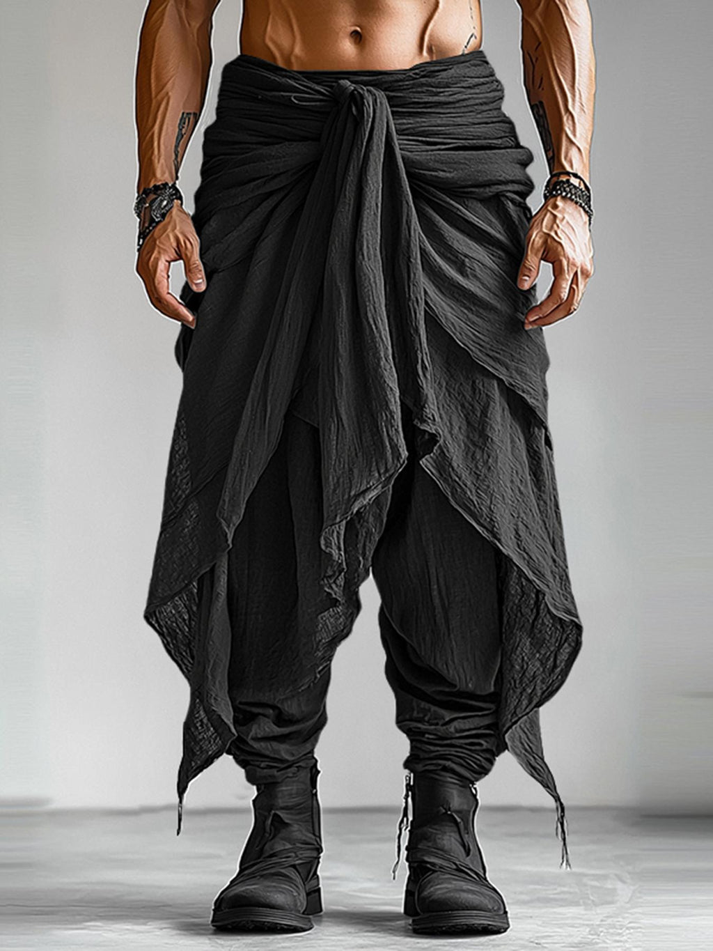 men   two piece trousers high waist lace solid