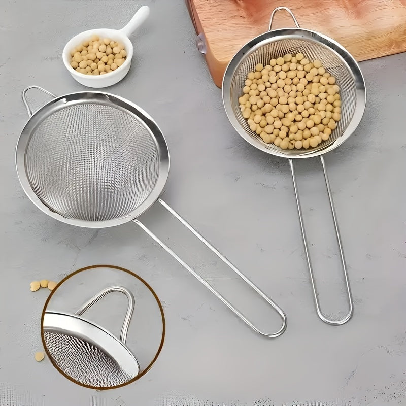4pcs stainless steel flour sifter set handle   mesh