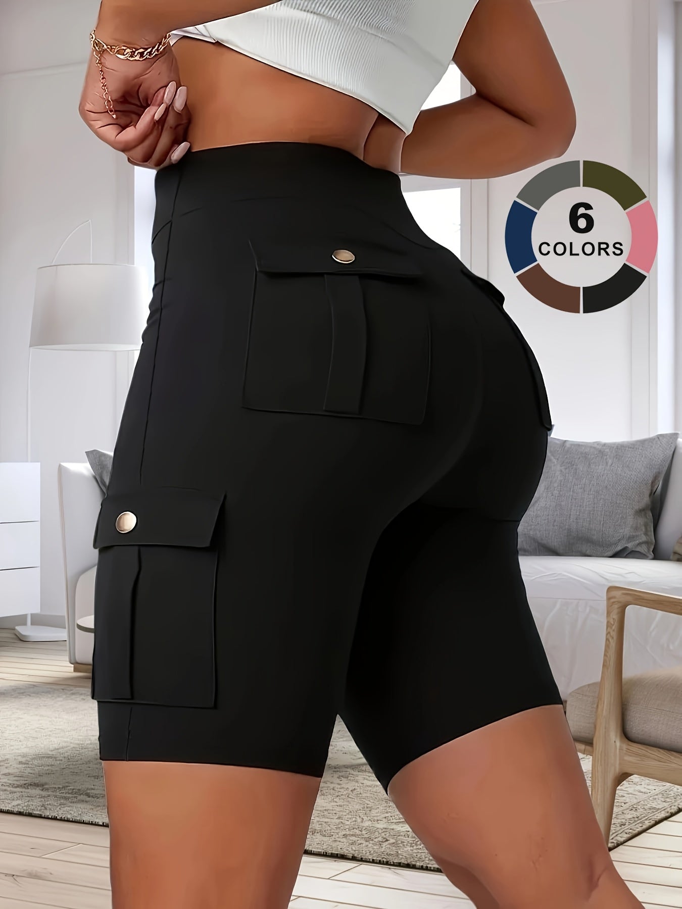 spring summer womens high waist pocketed lounge shorts