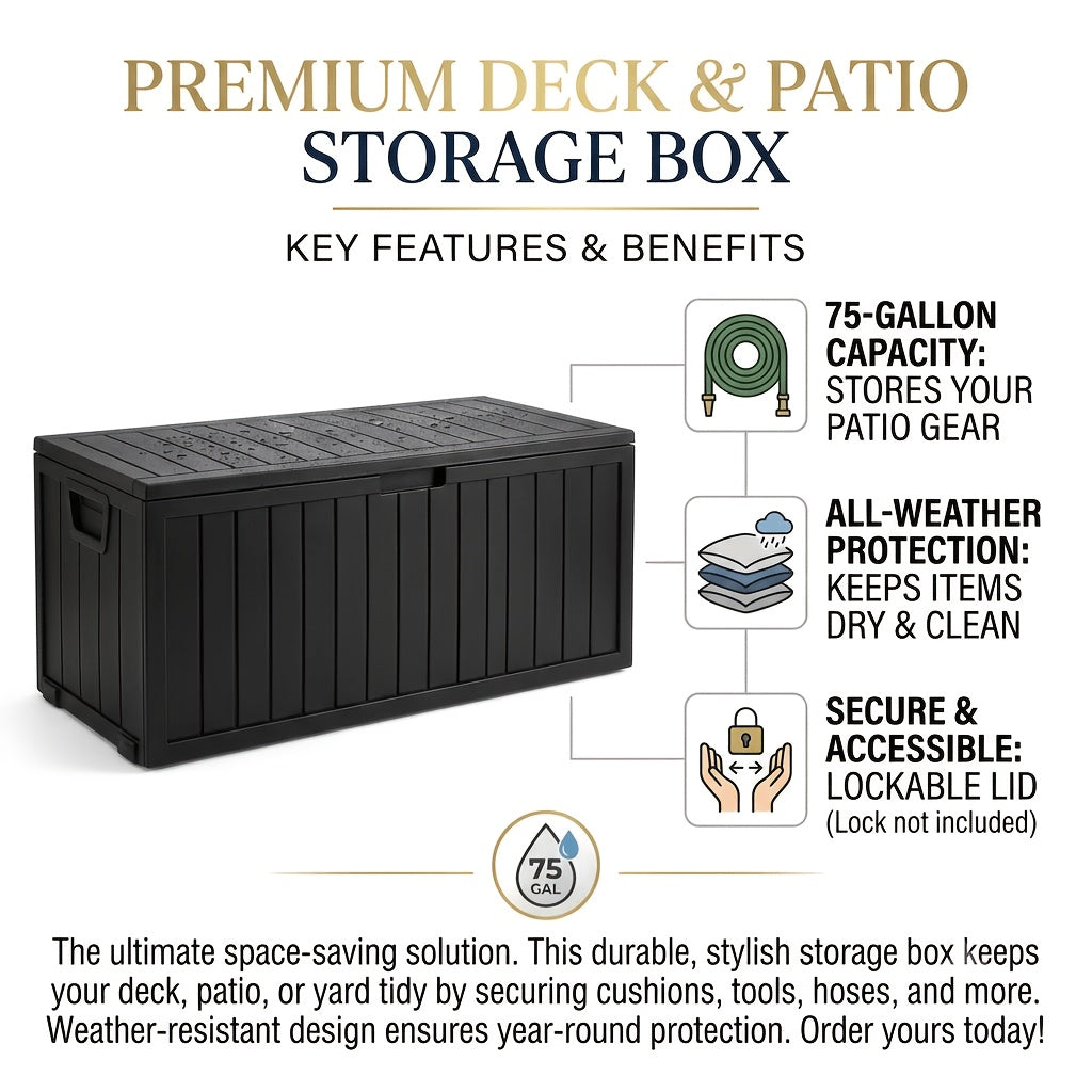 75 gallon outdoor storage box lockable   lid portable