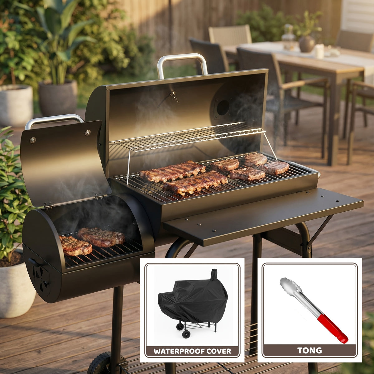charcoal grill offset   outdoor bbq   side fire