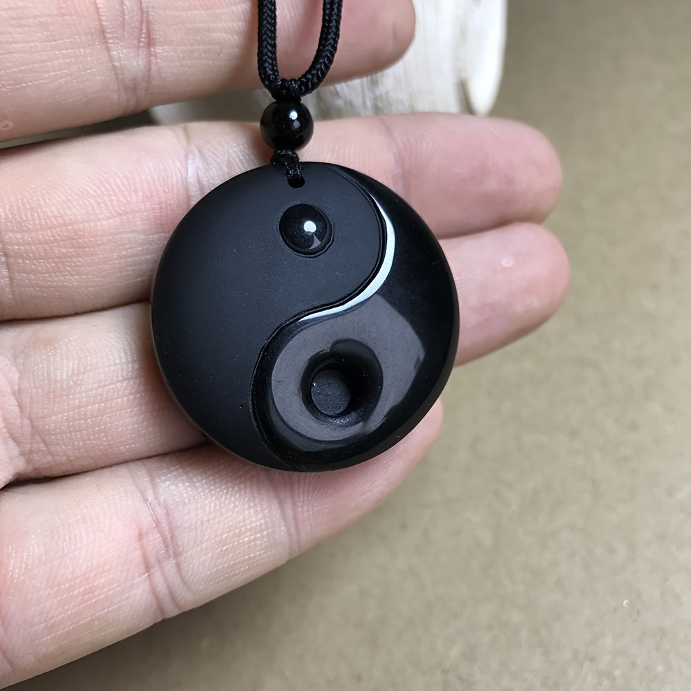 obsidian yin yang   bagua pendant | temu Temu