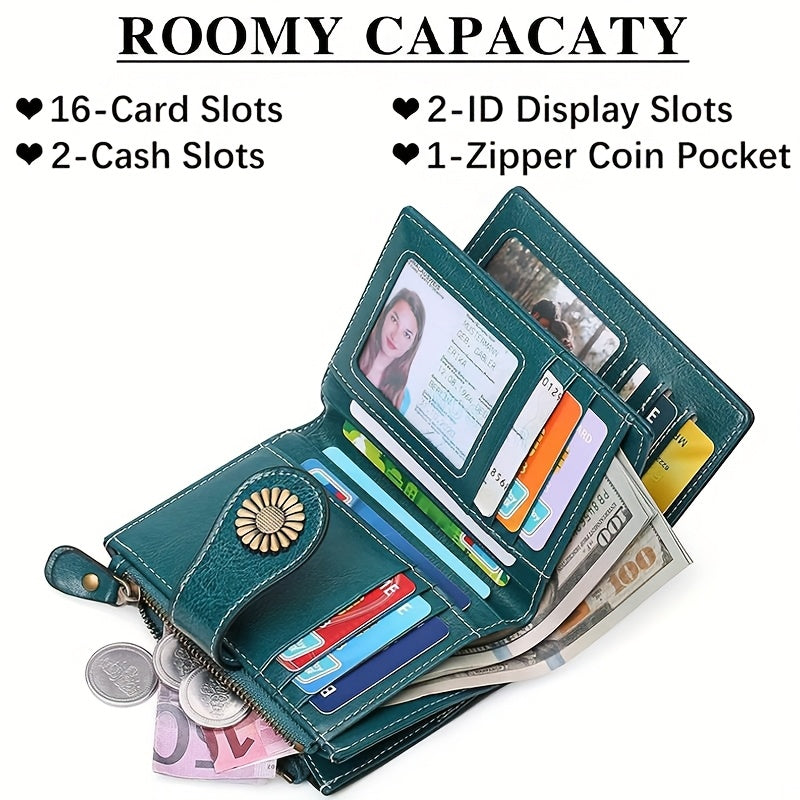 ladies short wallet card holder rfid anti theft coin purse