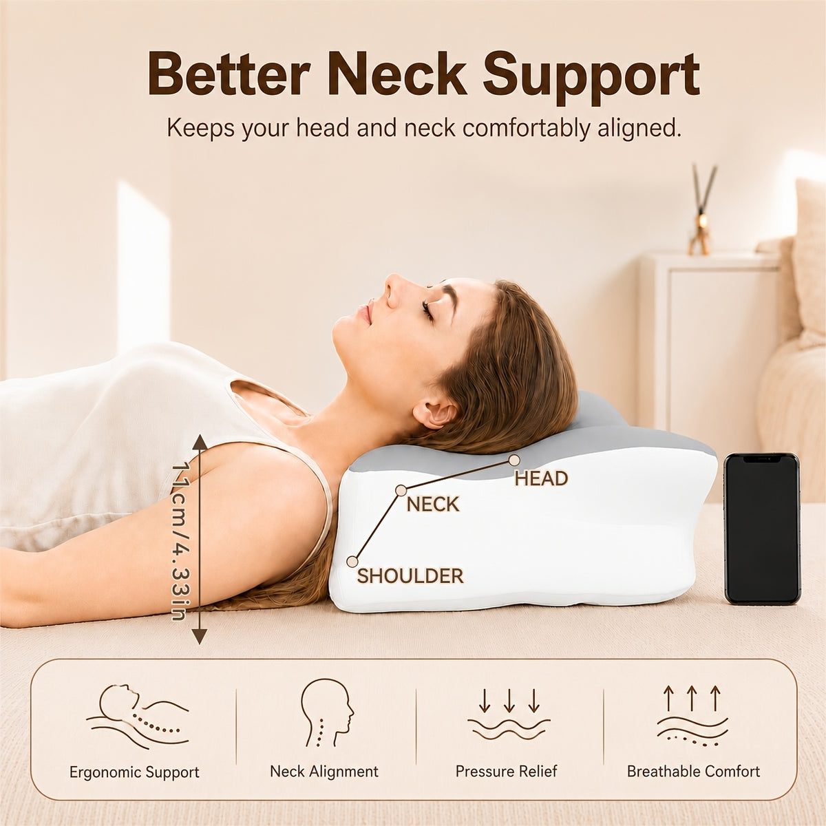 wkeff almohada cervical para cuello pillows sleeping