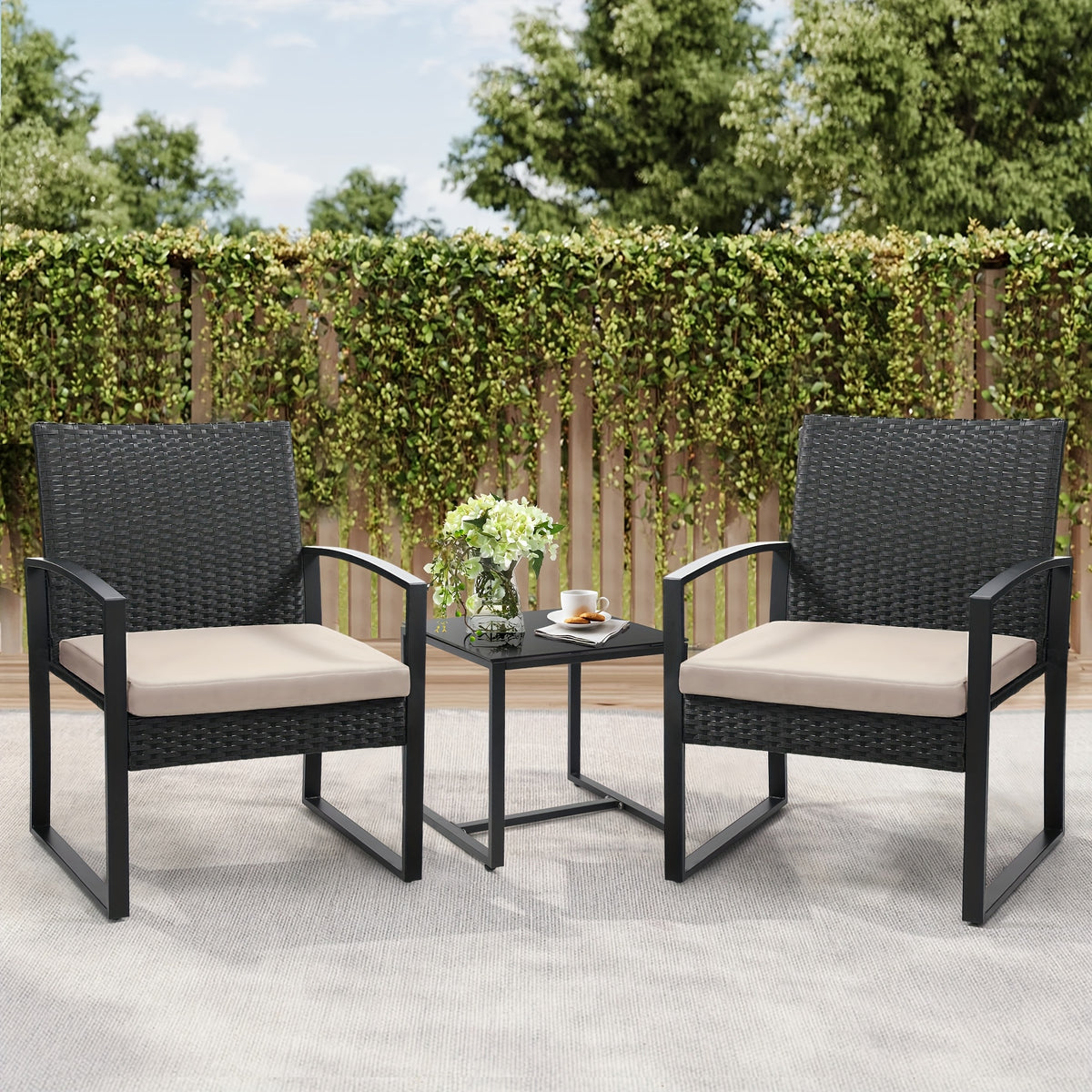 3pcs rattan bistro set outdoor patio furniture conversation