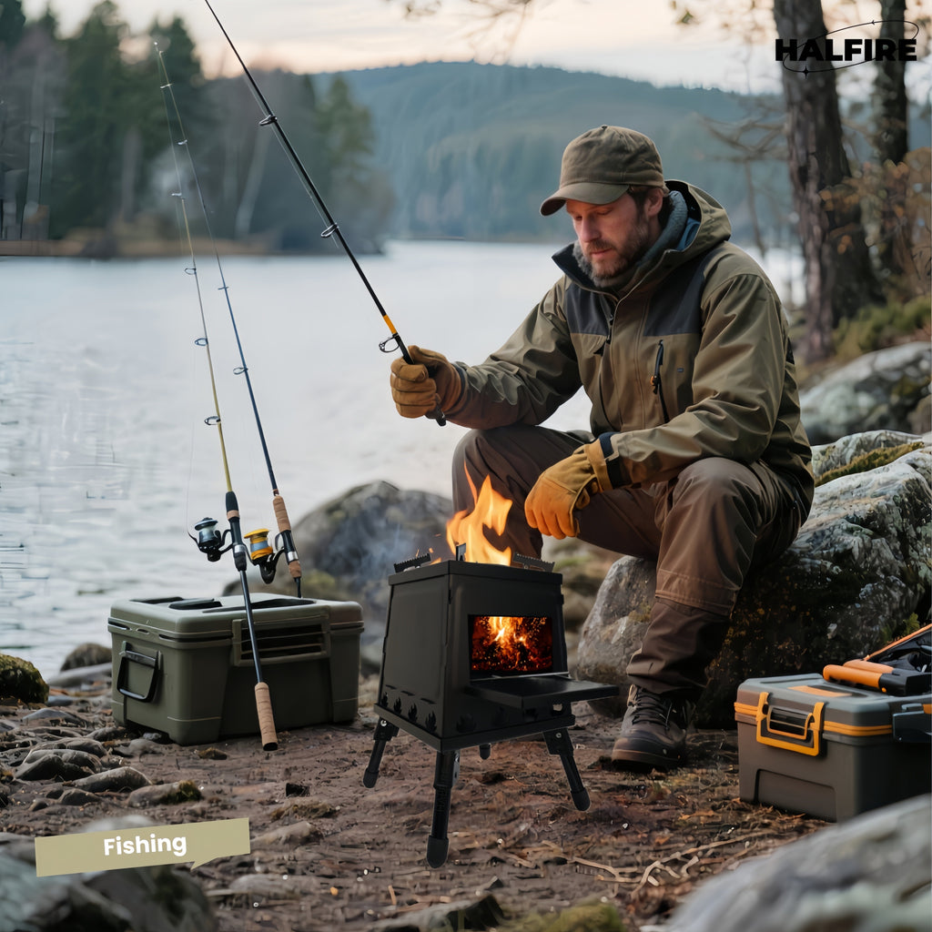 portable wood burning camp stove heavy duty outdoor campfire