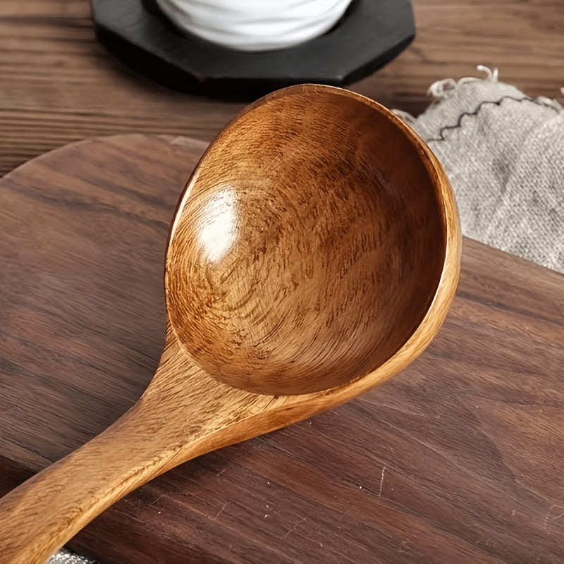 1pc wooden soup spoon long handle stirring spoon large