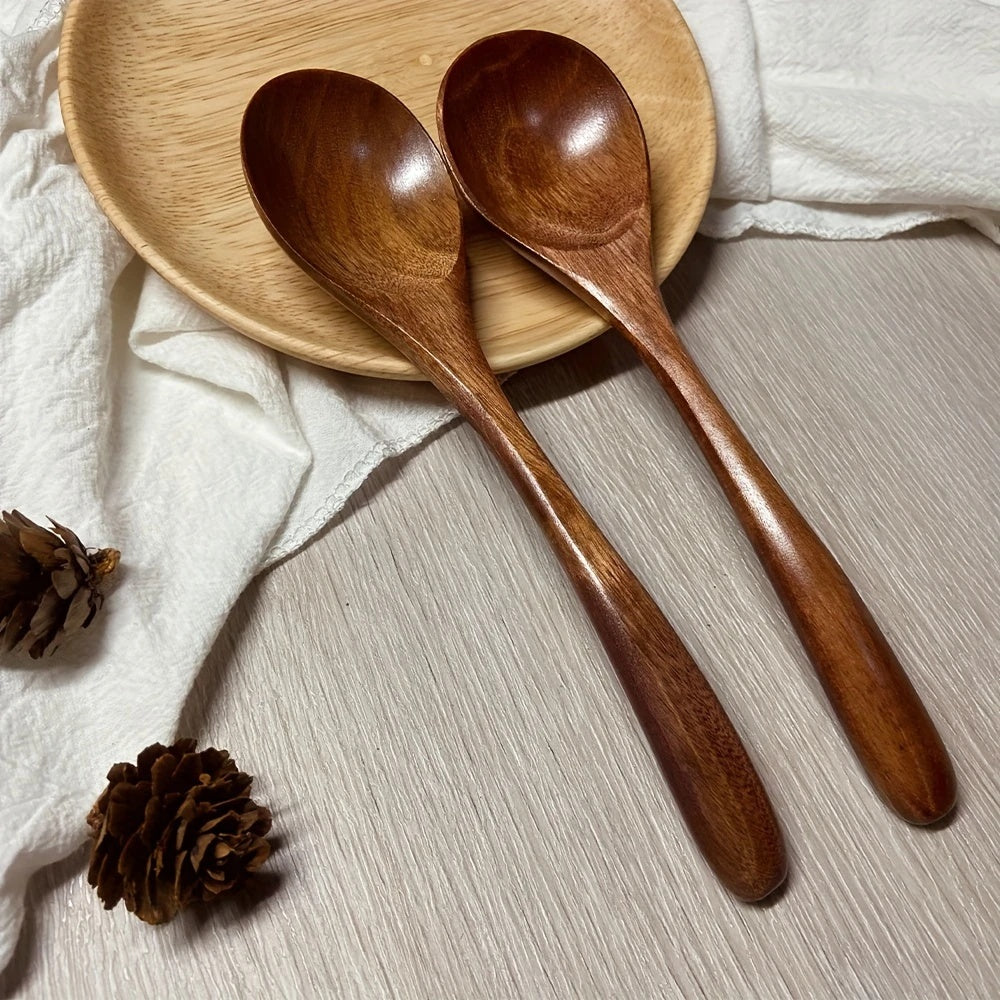 2pcs wooden spoons suitable stirring eating japanese wooden