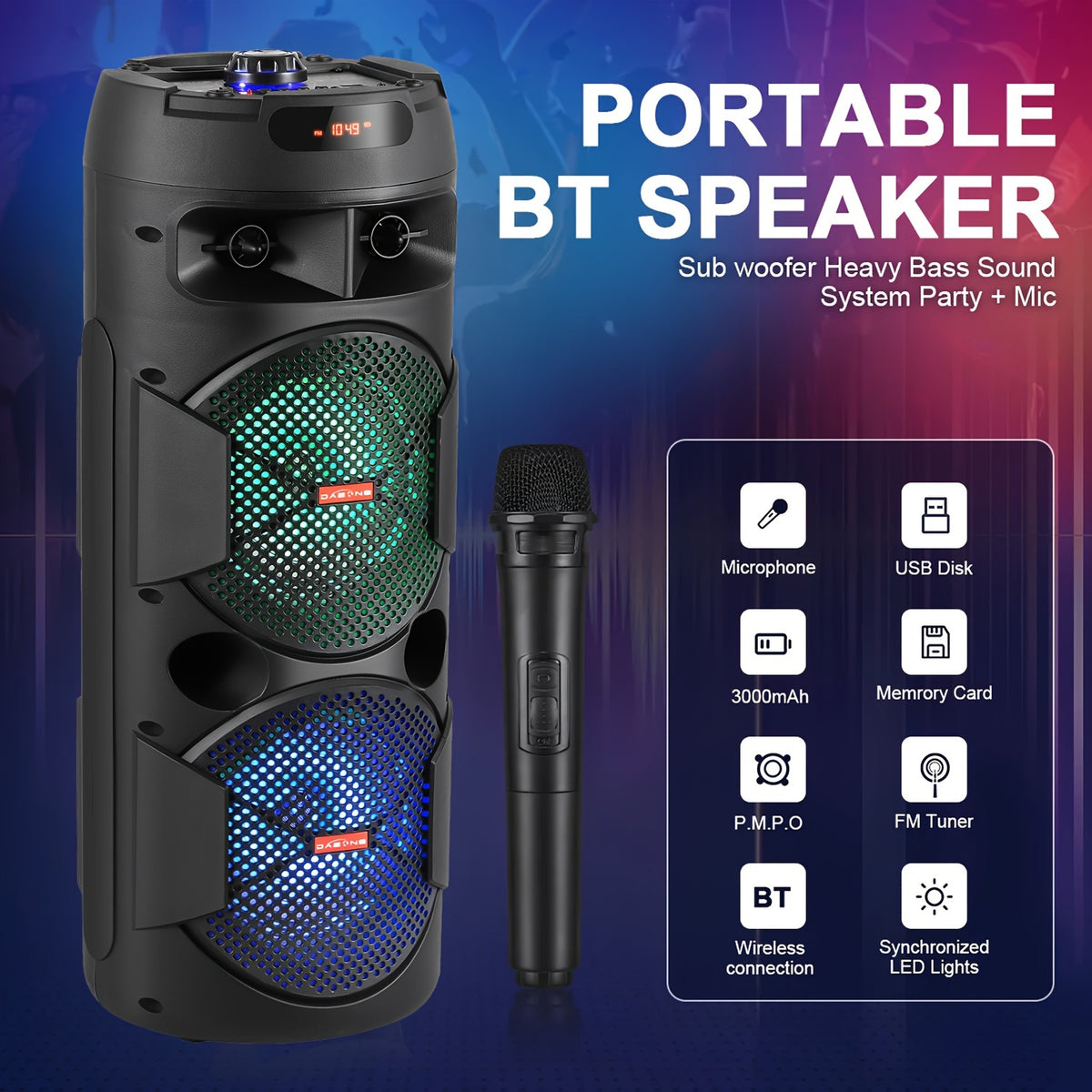 portable bluetooth pa speaker dual 8 karaoke speaker system