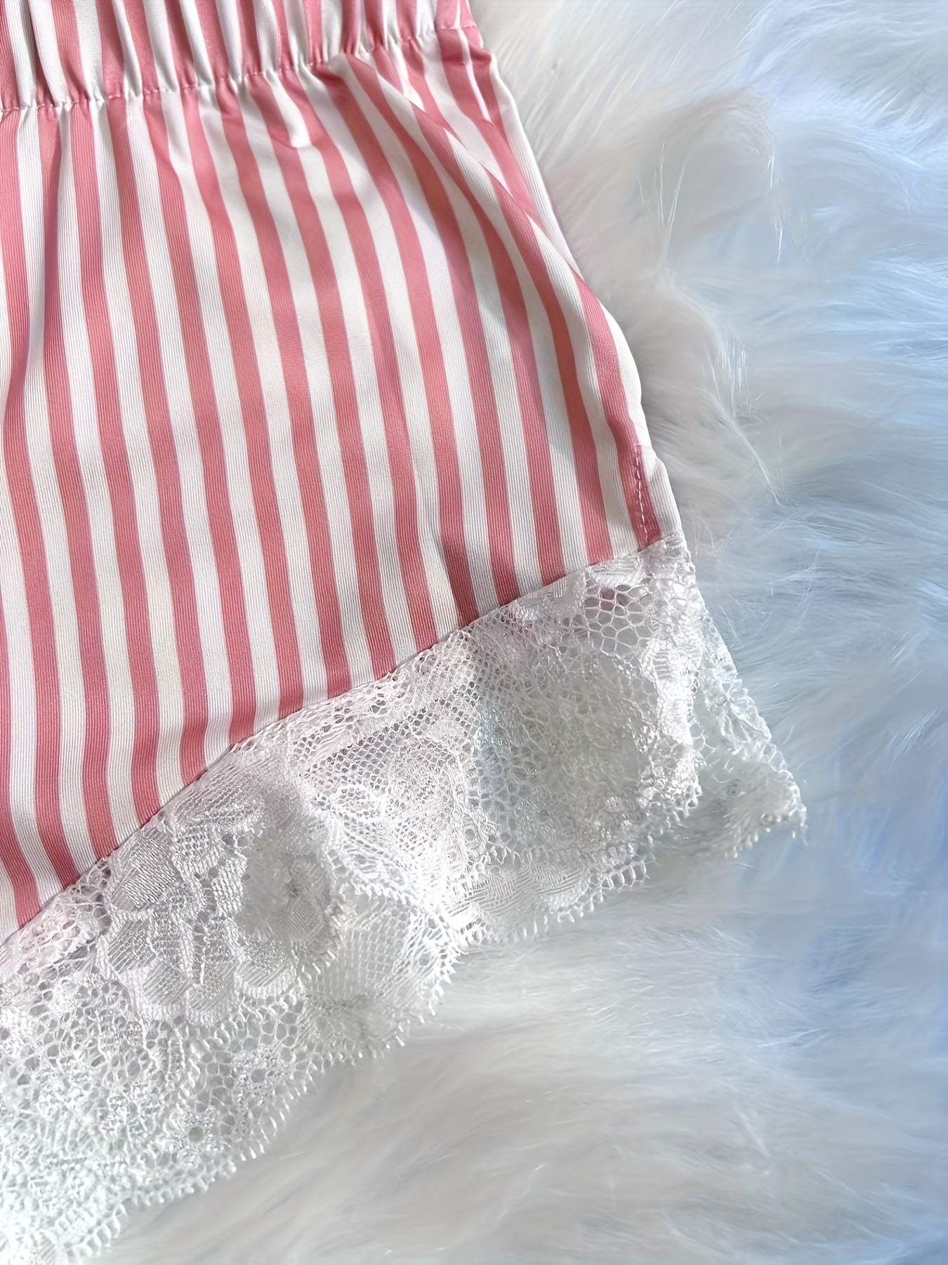 striped printed lace splicing double side opening