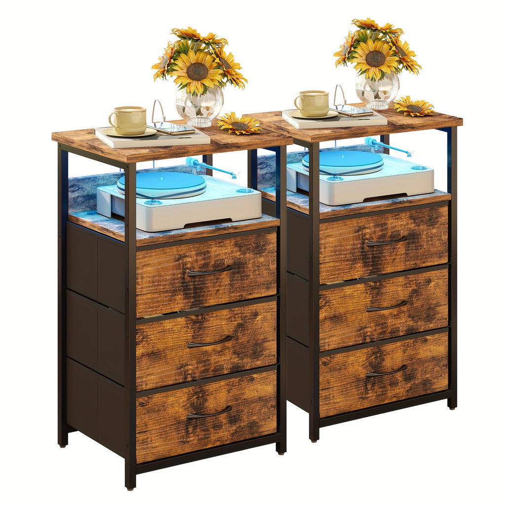 1 2pcs night stand display stand 1 2 3 4 drawers led