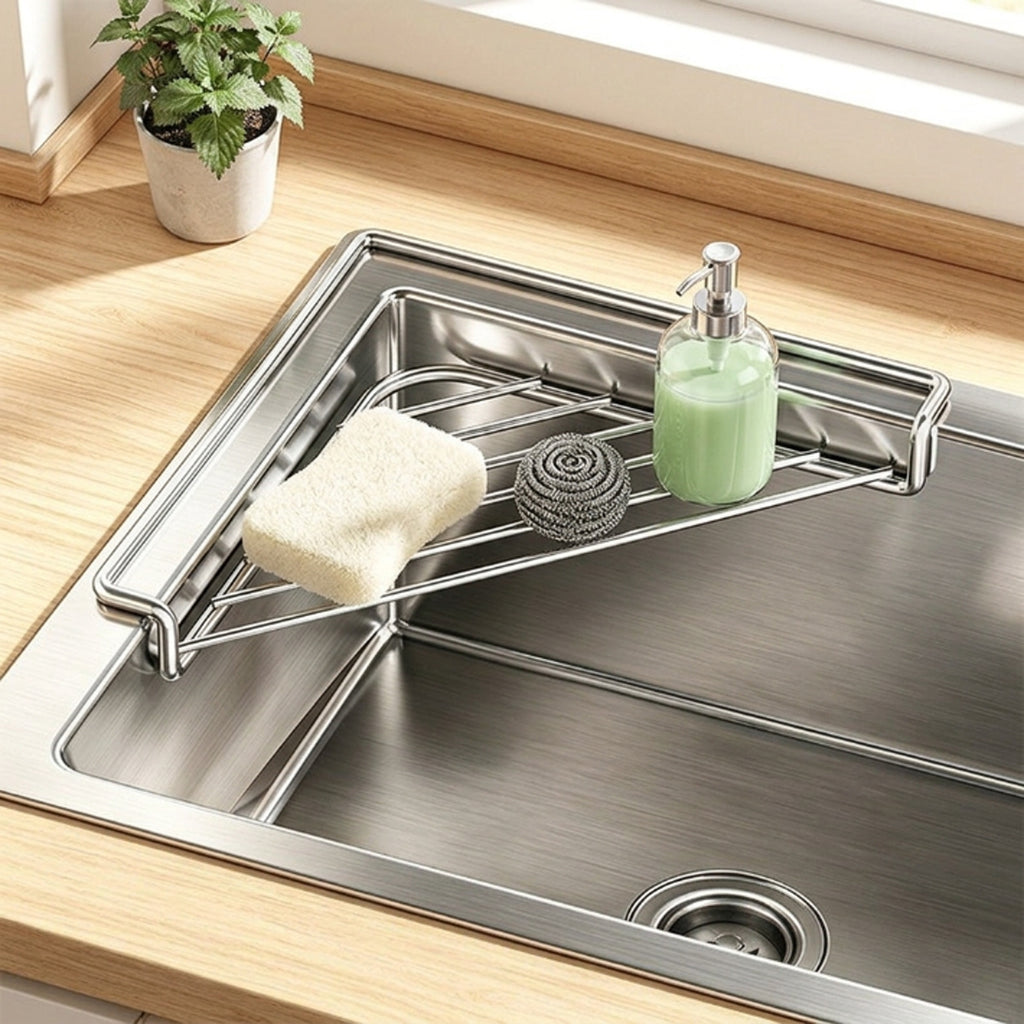 1pc corner sink storage rack heavy duty stainless steel sink