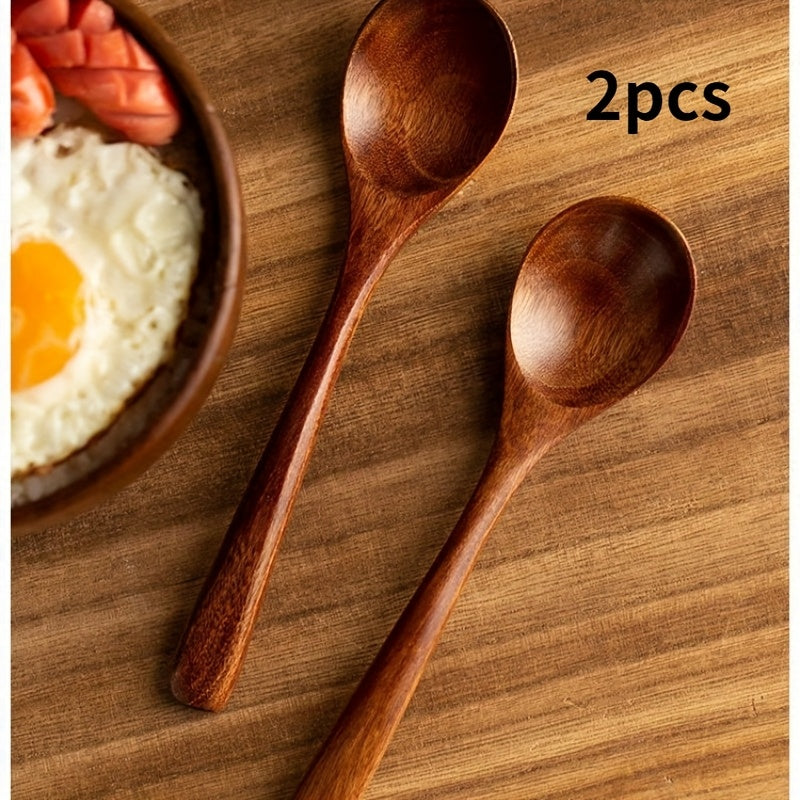 2pcs wooden spoons suitable stirring eating japanese wooden