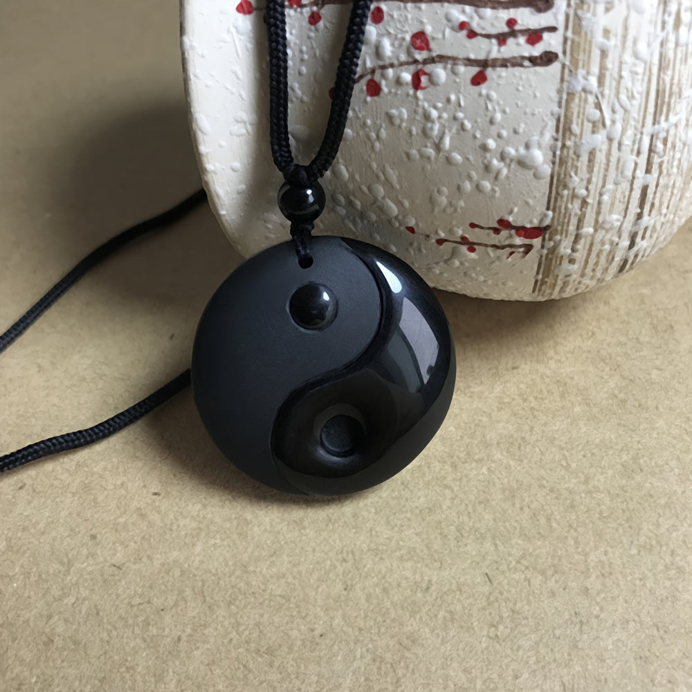 obsidian yin yang   bagua pendant | temu Temu