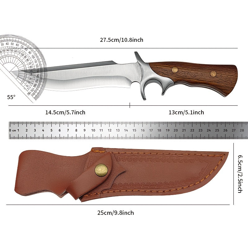 1pc   damascus fixed blade knife wooden handle