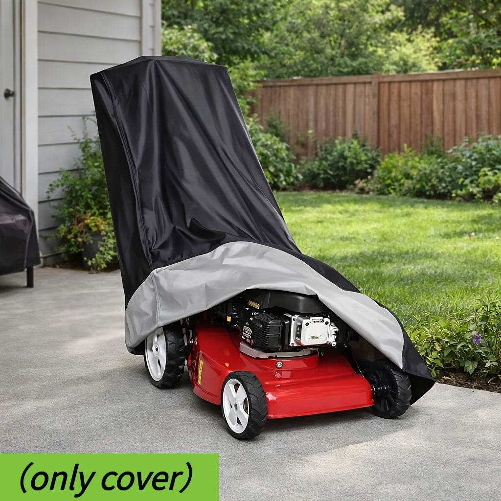 a lawn mower cover designed outdoor storage   in a