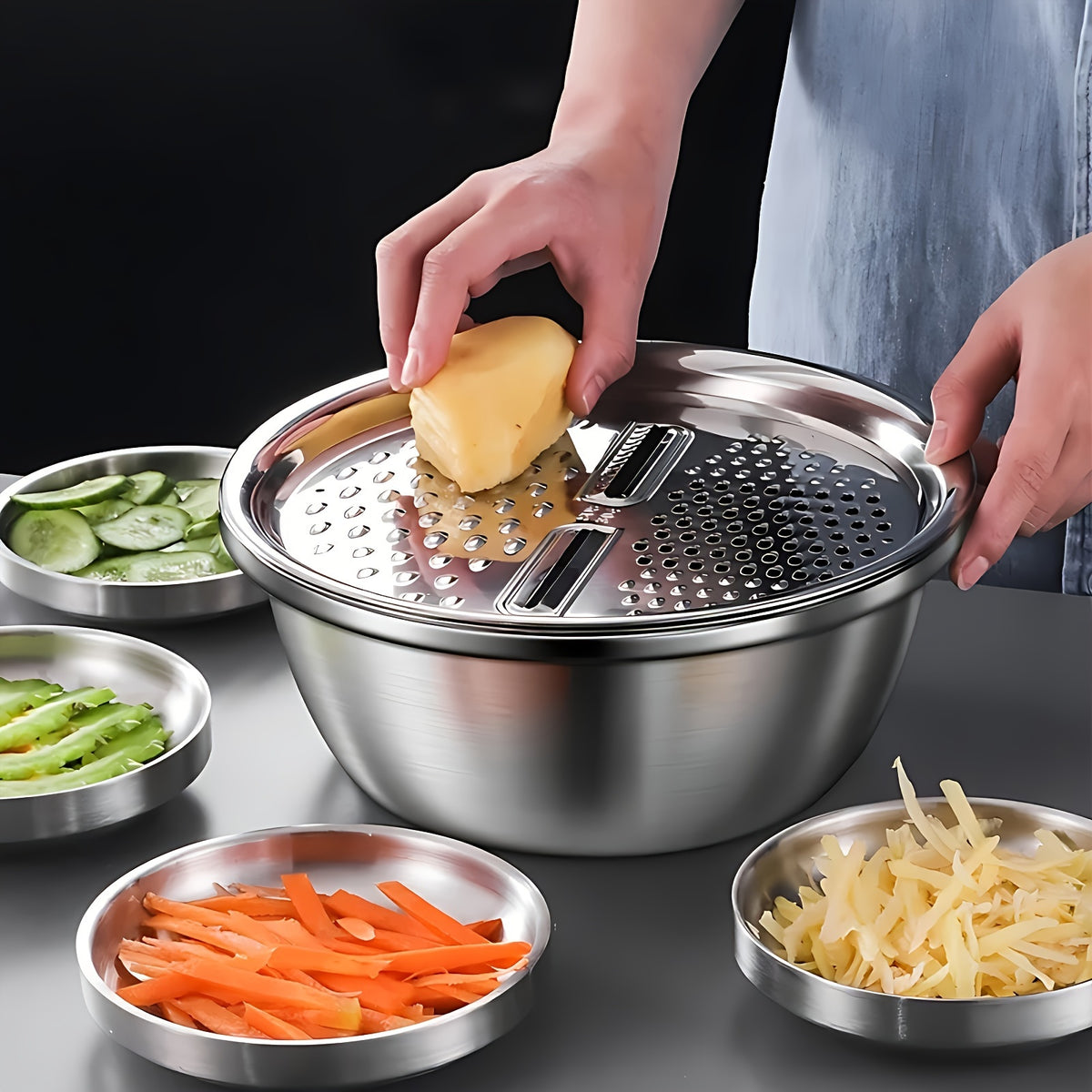 3pcs stainless steel kitchen set integrated grinder multi