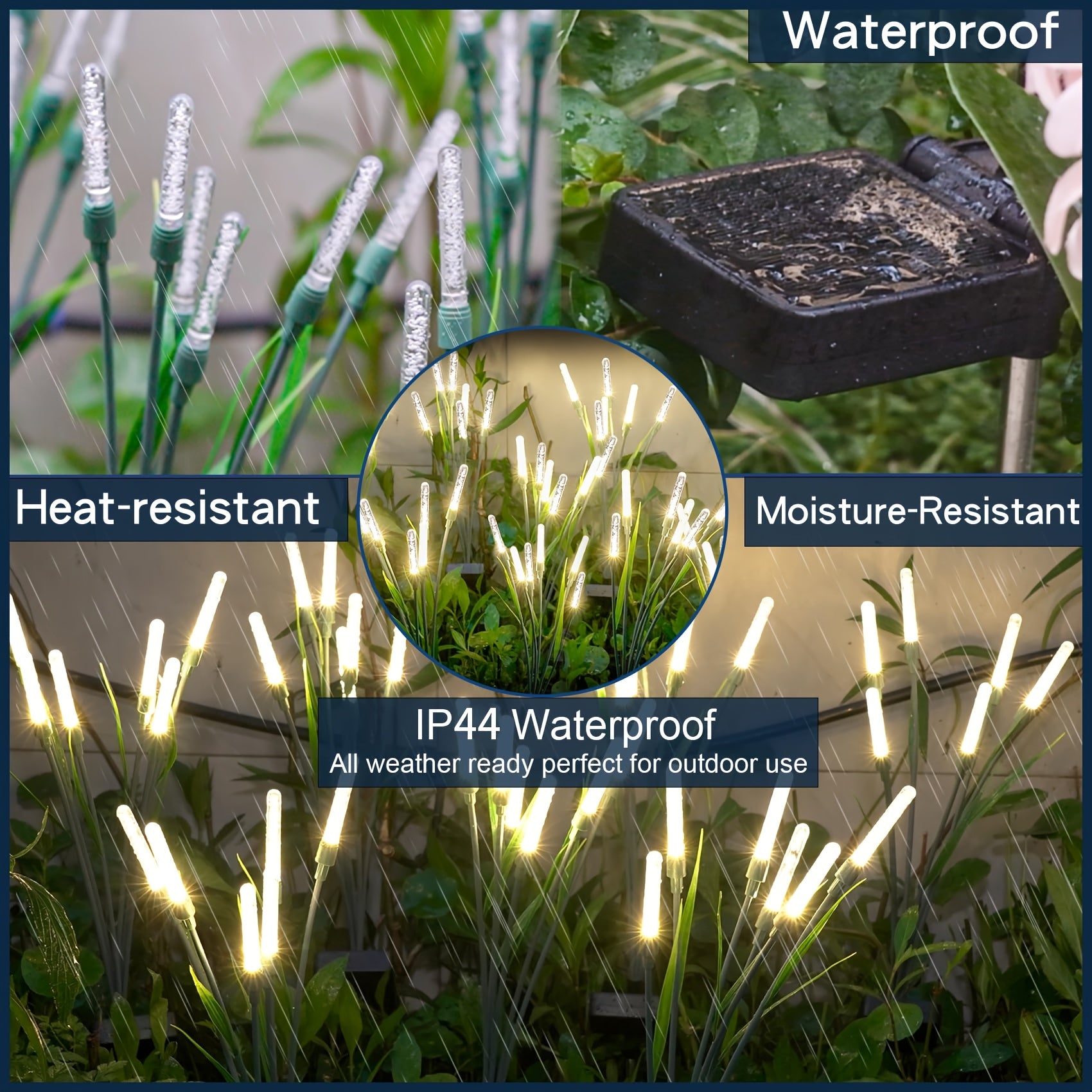 4 pack solar lights outdoor waterproof bubble pathway lights