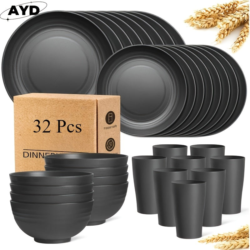 32 16pcs wheat straw large size dinnerware set service 8 4