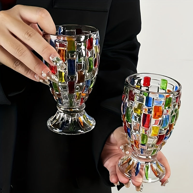 vintage glass water cups juice painted woven whiskey glasses