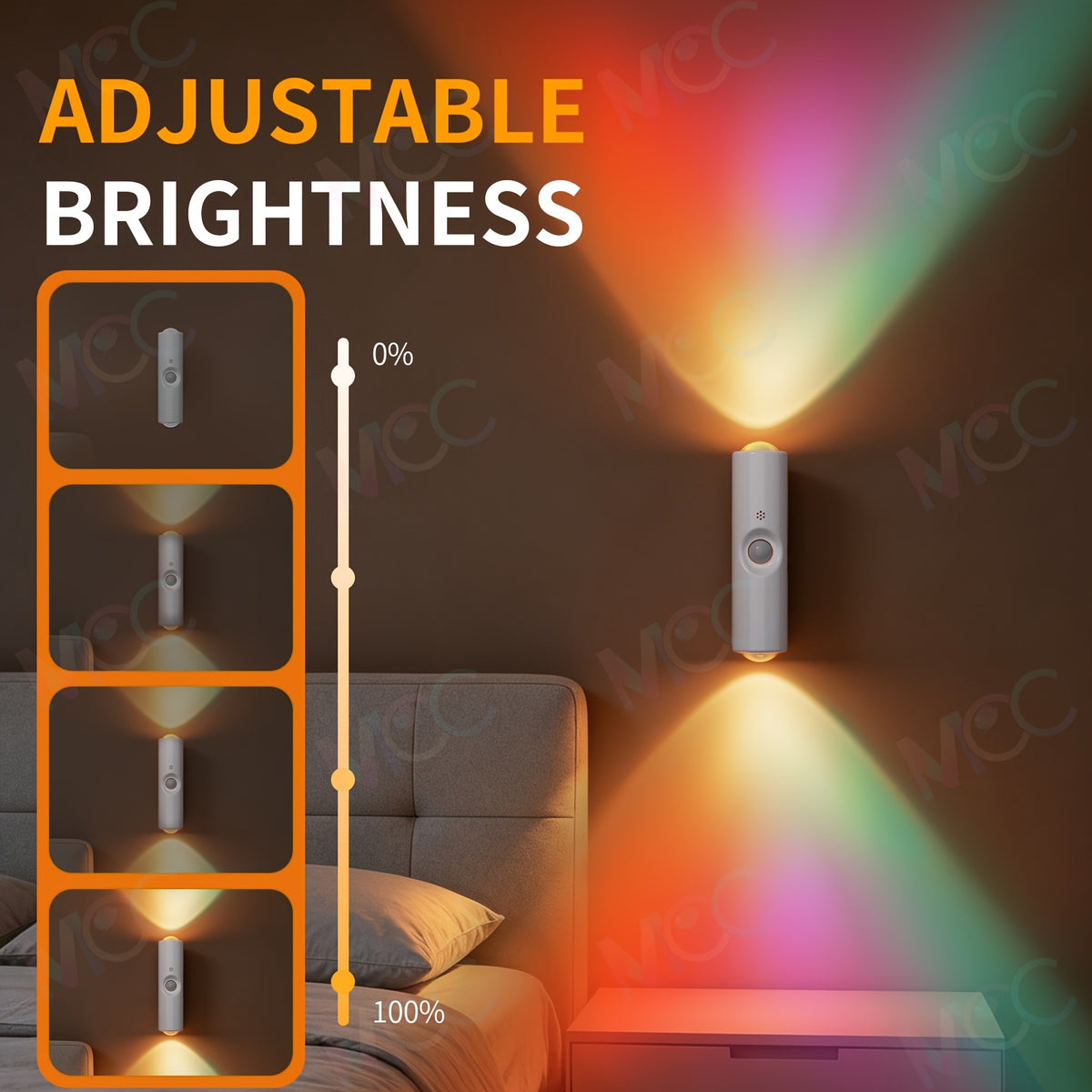 led magnetic night light dual voice motion sensor 9 colors