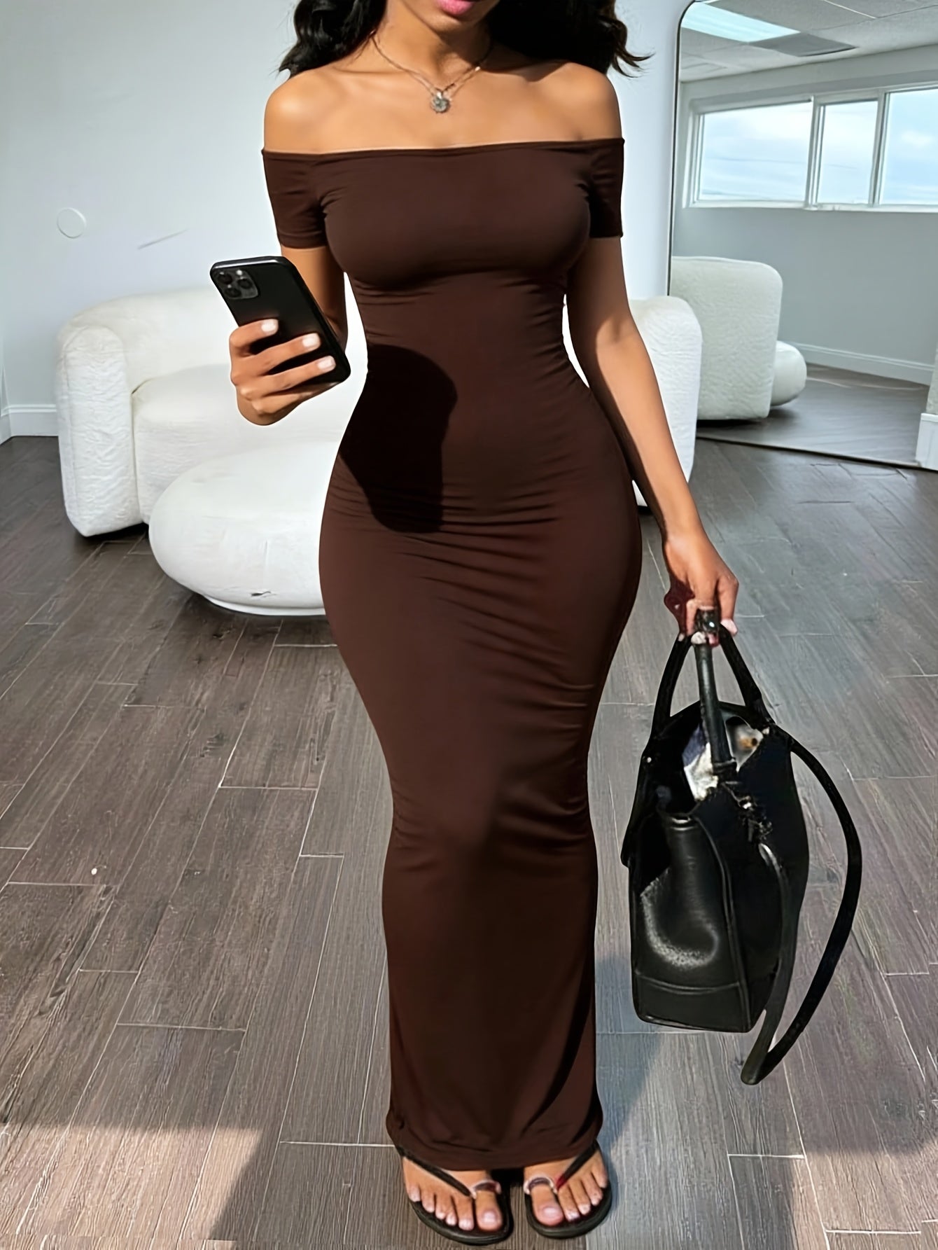 womens solid color shoulder short sleeve dress temu