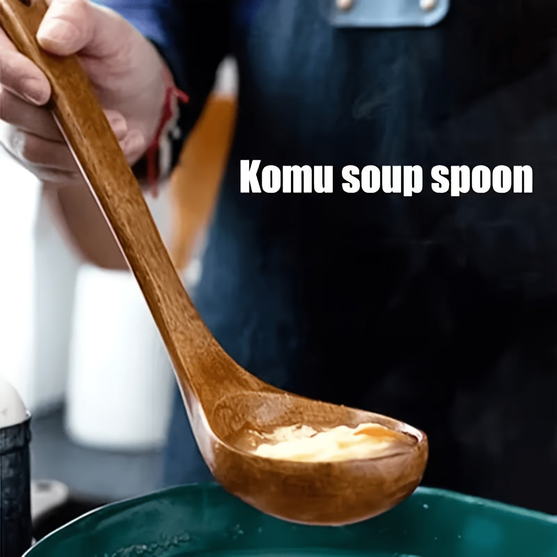 1pc wooden soup spoon long handle stirring spoon large