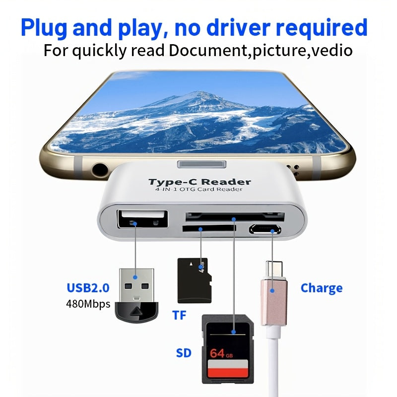 otg card reader usb c 4 in 1 sd tf reader writer portable