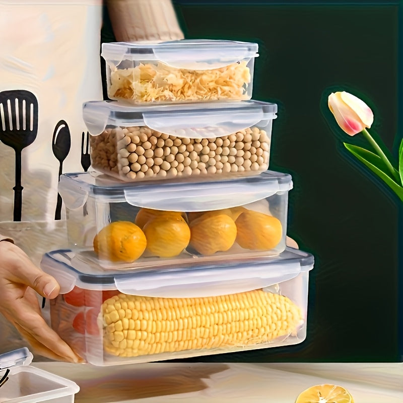 8pcs 4 lids 4 containers transparent stackable food storage