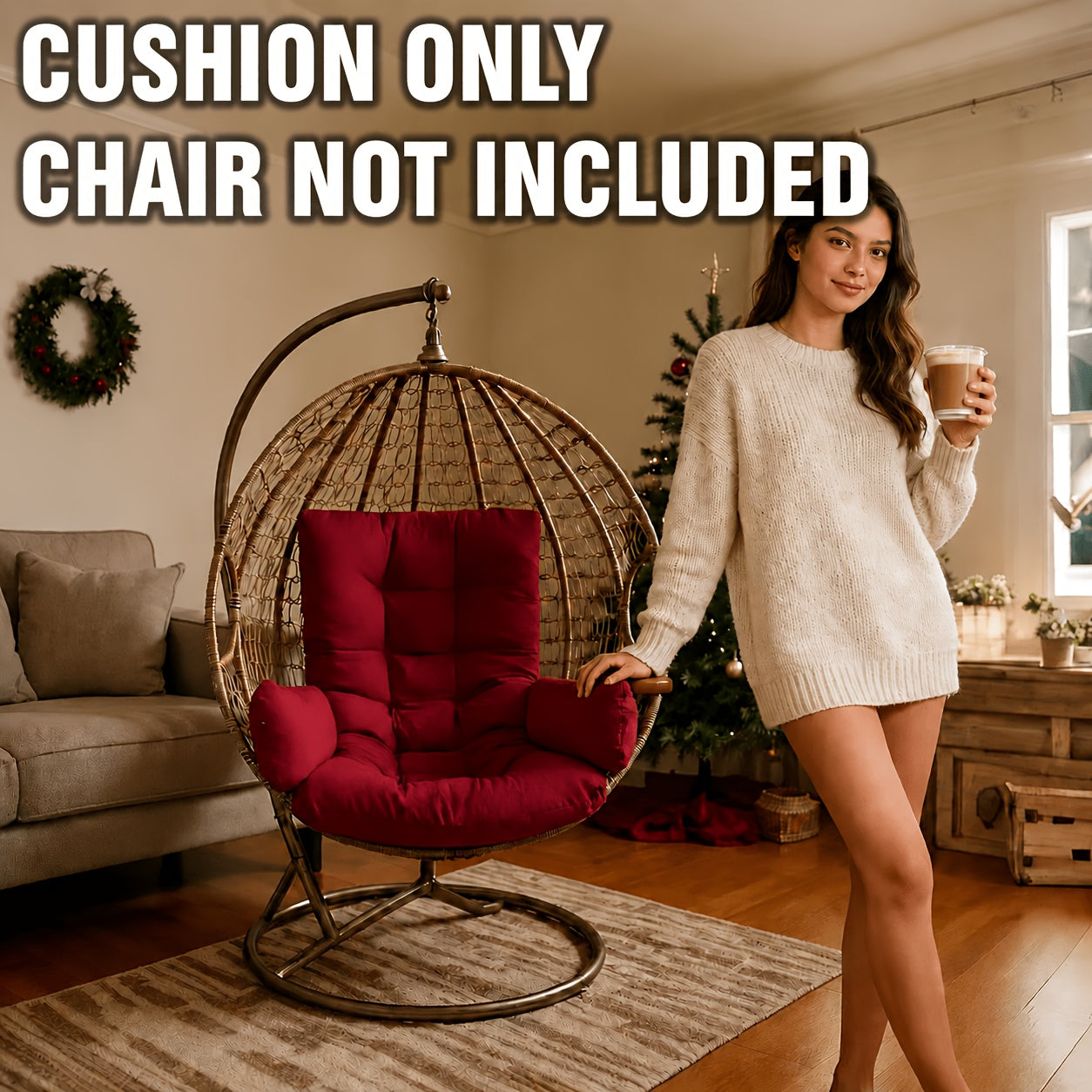 bohemian style swing chair cushion armrests heavy duty
