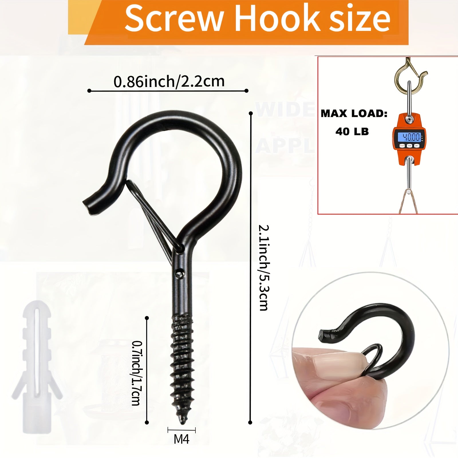 q shaped heavy duty iron ceiling hook safety   rustic