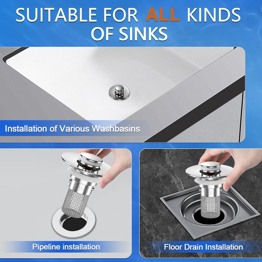 2 pack   drain stopper 304 stainless steel hair catcher