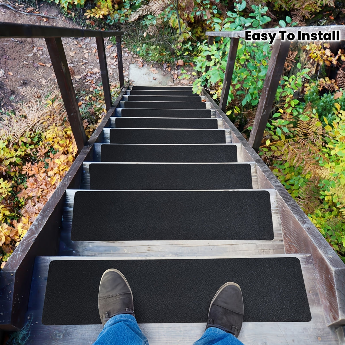 set 6 pre cut rubber anti slip stair tread tape