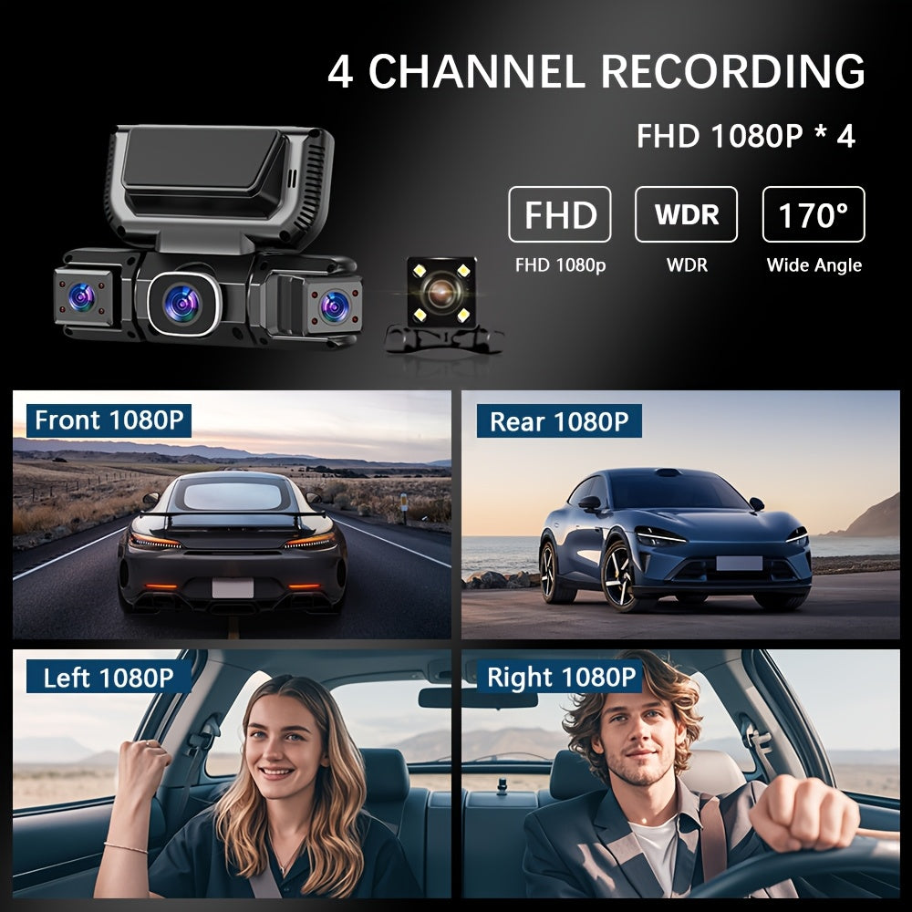 360 dash cam car 4 channel recording   3