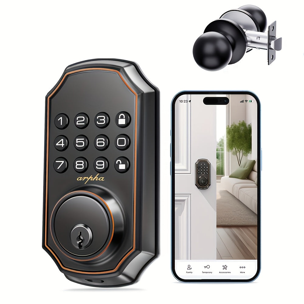 keyless smart door lock fingerprint handle   door