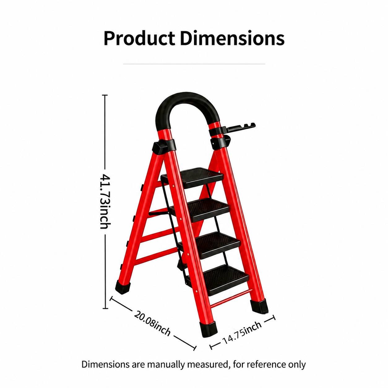 6/5/4/3 step ladder with anti-slip pedal - folding step stool with tool tray, 500lbs portable steel ladder for  , for home kitchen library office (6/5/4/3 steps) - vsyakui | High-quality & Affordable | Temu