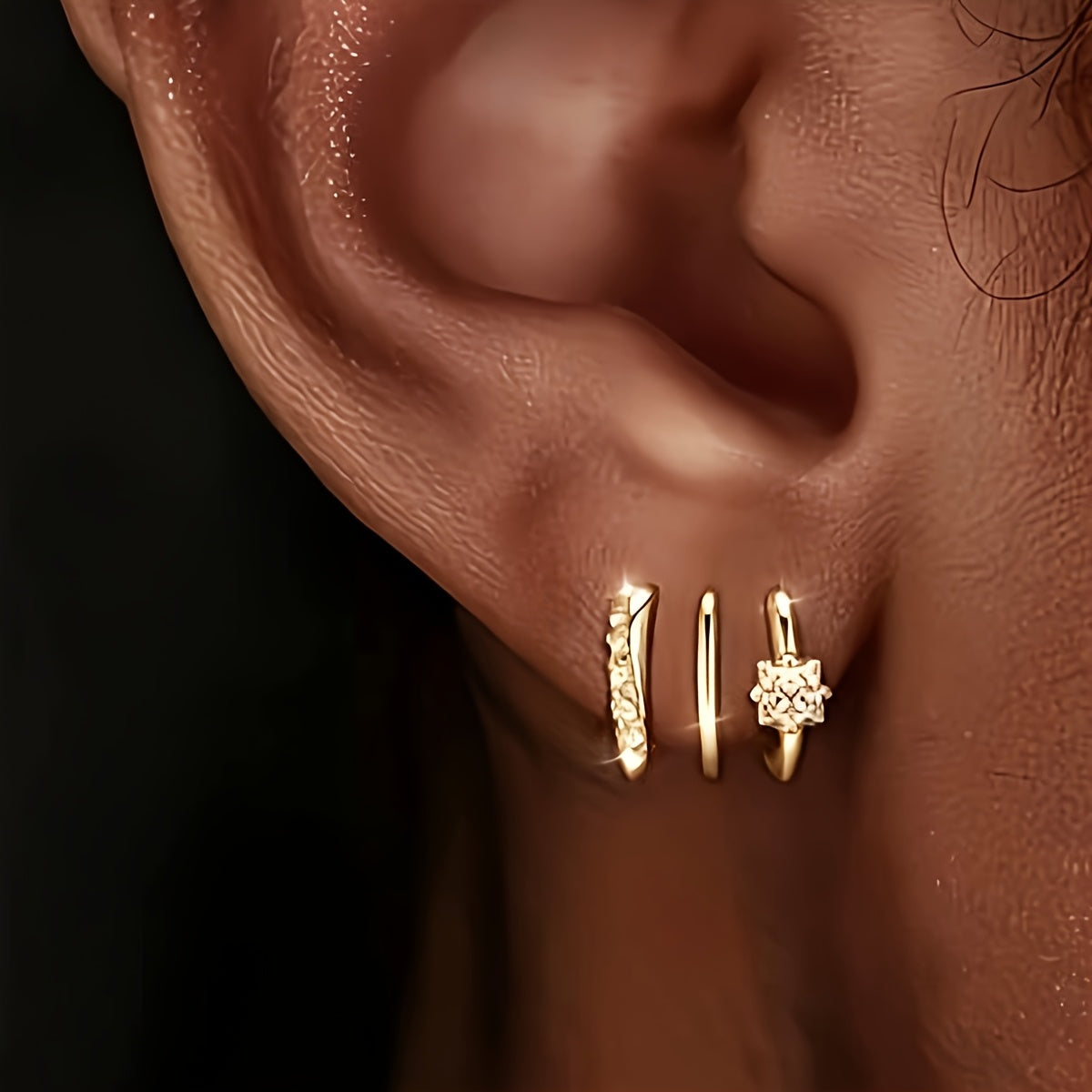 a pair high quality 304 stainless steel triple arc earrings