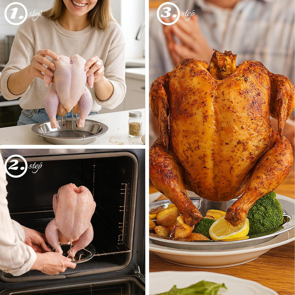 1pc silver stainless steel grilled chicken rack turkey