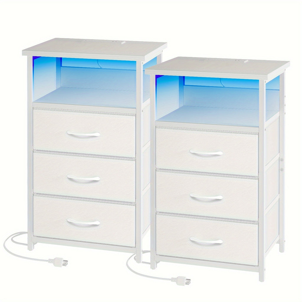 1 2pcs night stand display stand 1 2 3 4 drawers led