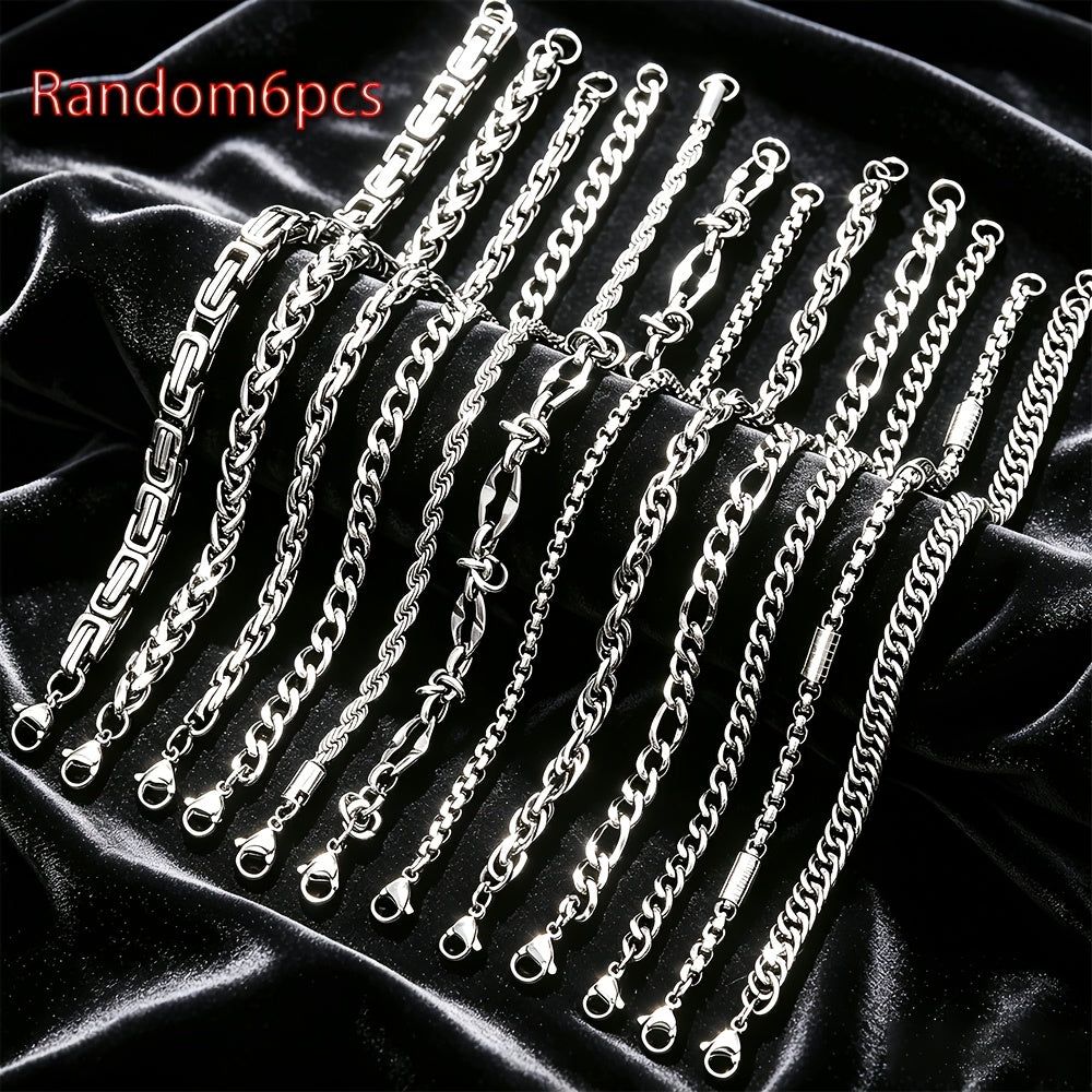 random 6pcs mens 304 304 stainless steel hip hop chunky