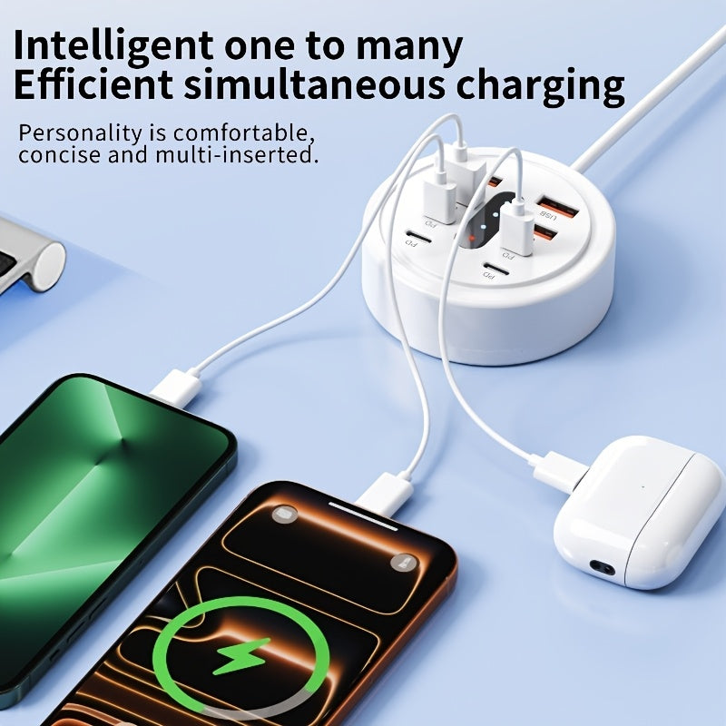 66w round usb c fast charging hub 8 in 1 model 4 type c pd 4