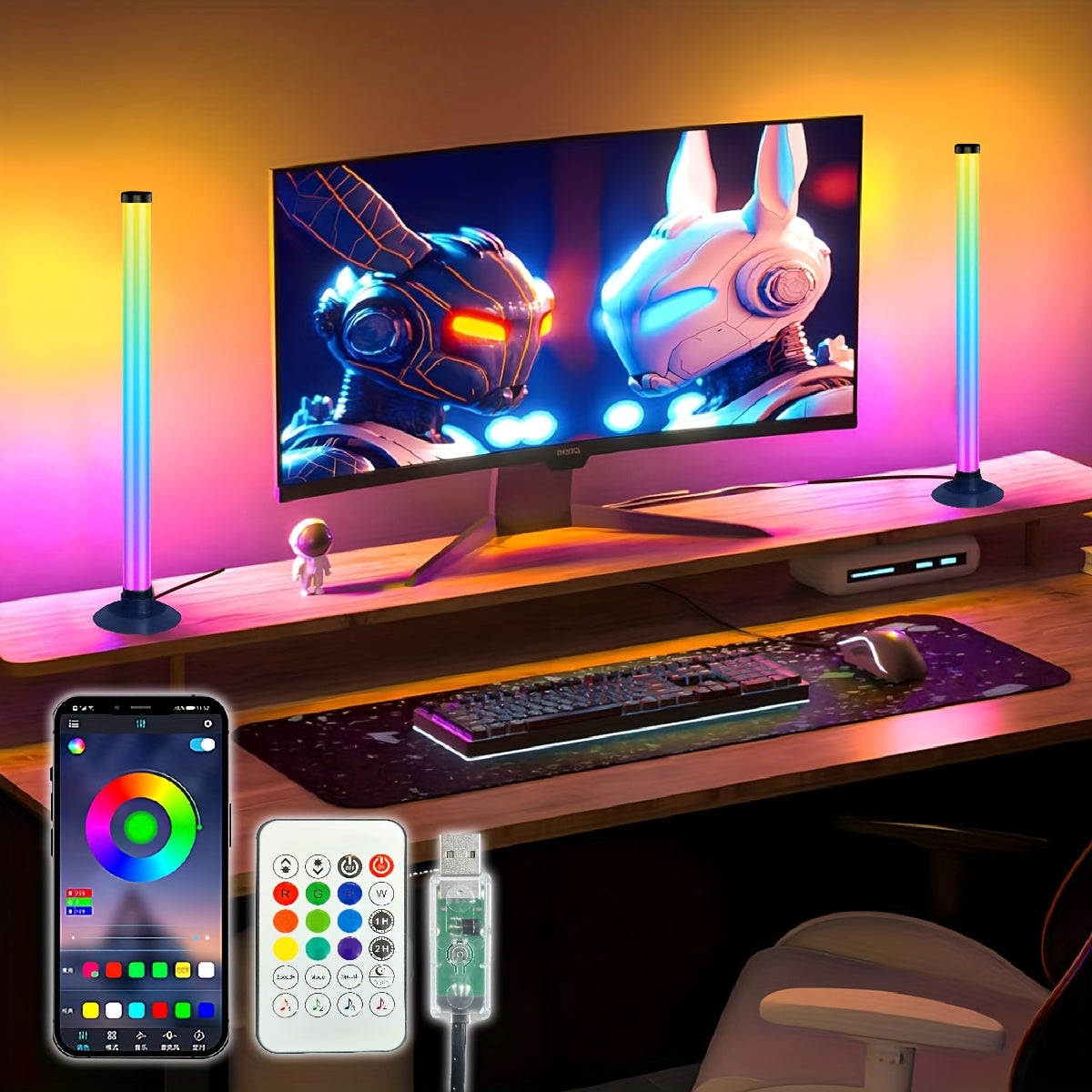 modern desktop ambient light sound activated led strip