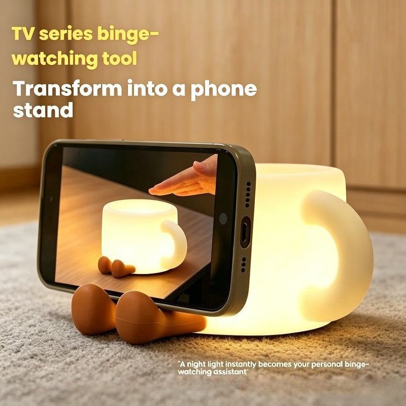 creative coffee cup tap night light multifunctional desktop