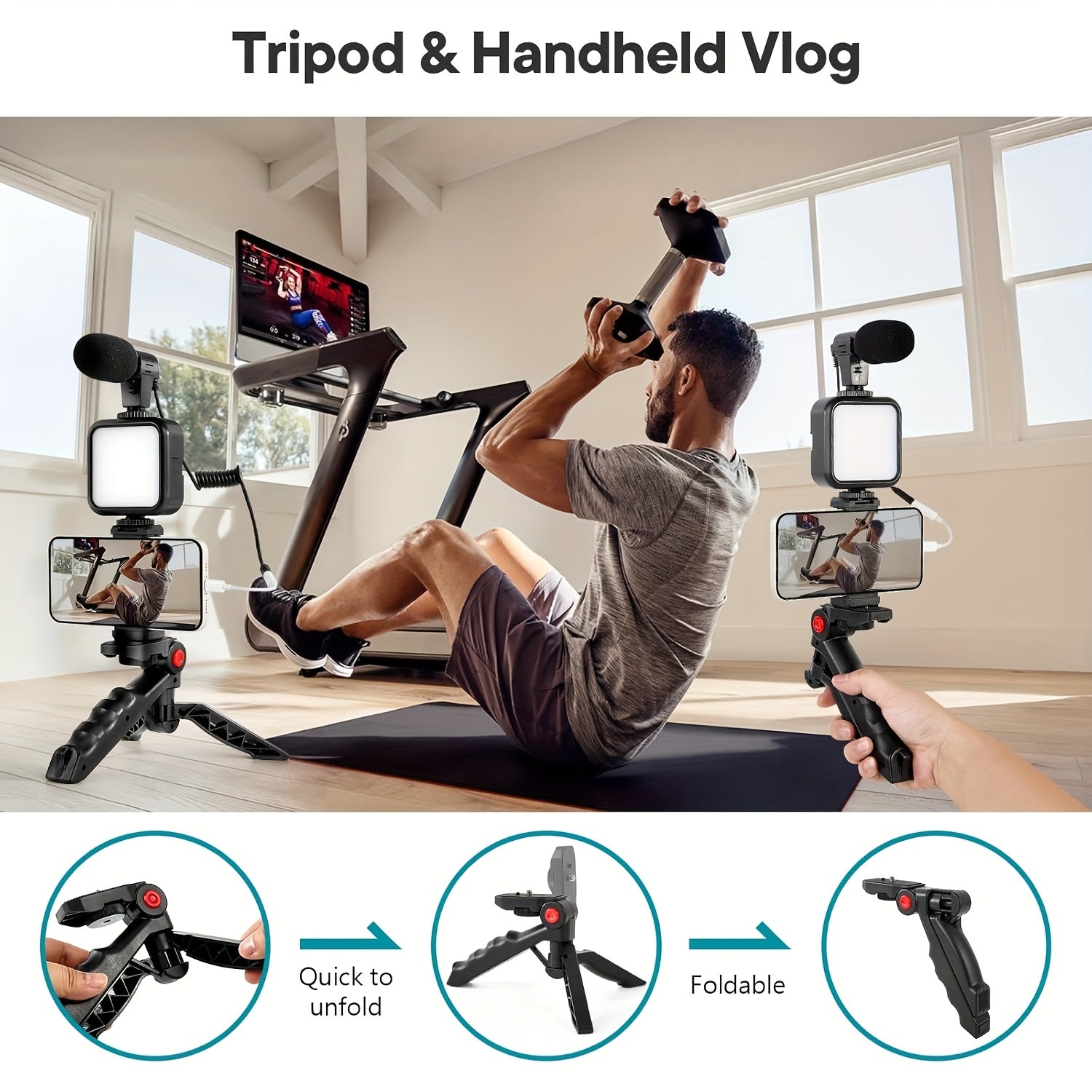 mobile vlog kit portable smartphone tripod