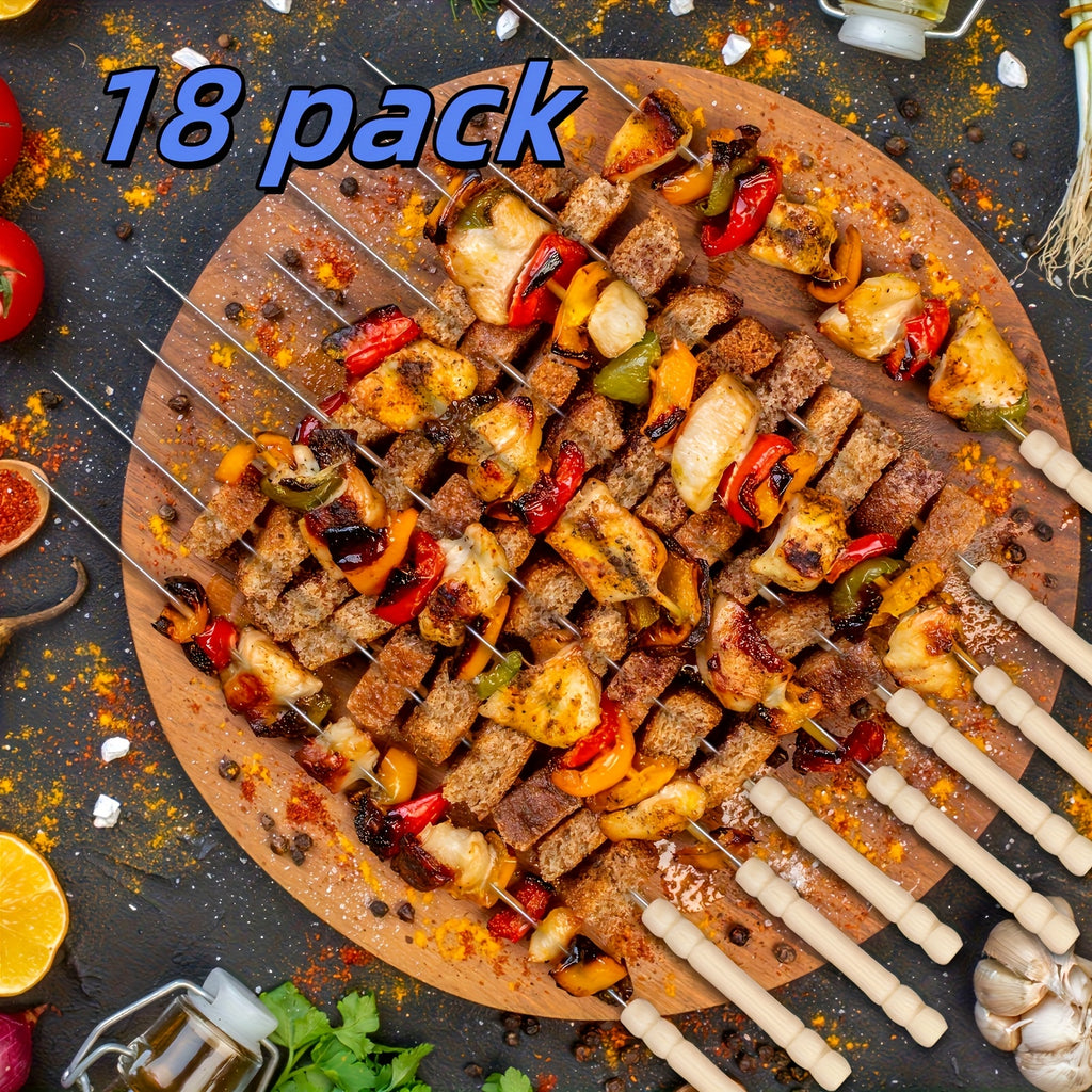 18pcs stainless steel outdoor barbecue skewers perfect