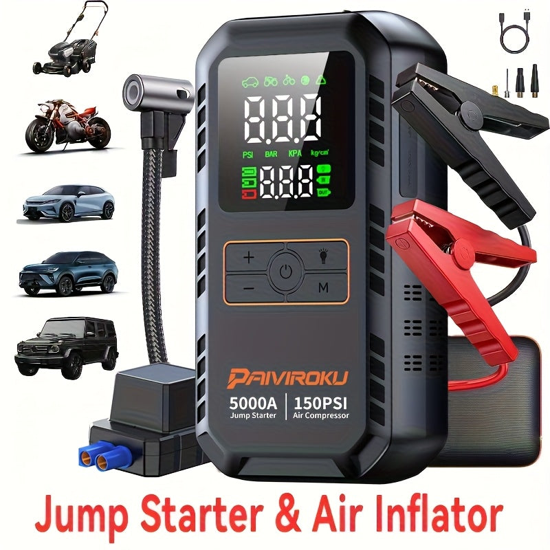 7 in 1 portable jump starter air compressor 150 psi air pump