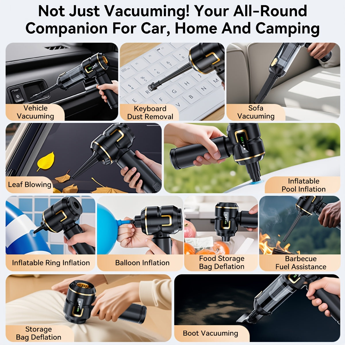 25000pa high power 9in 1wireless handheld car vacuum cleaner